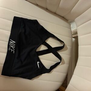 Nike Women's Black Sports Bra with White Logo